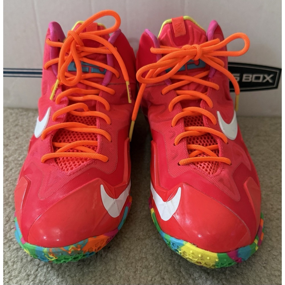 Nike LeBron 11 XI Fruity Pebbles GS Size Youth 6Y Laser Crimson Multi Color  LNC